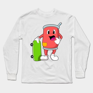 Can as Skater with Skateboard Long Sleeve T-Shirt